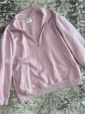 Abercrombie and Fitch Light Pink Quarter‑Zip Pullover